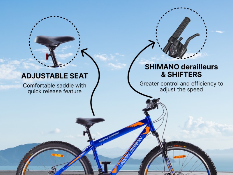 Urban Terrain Shimano Geared Cycles for Men with Front Suspension