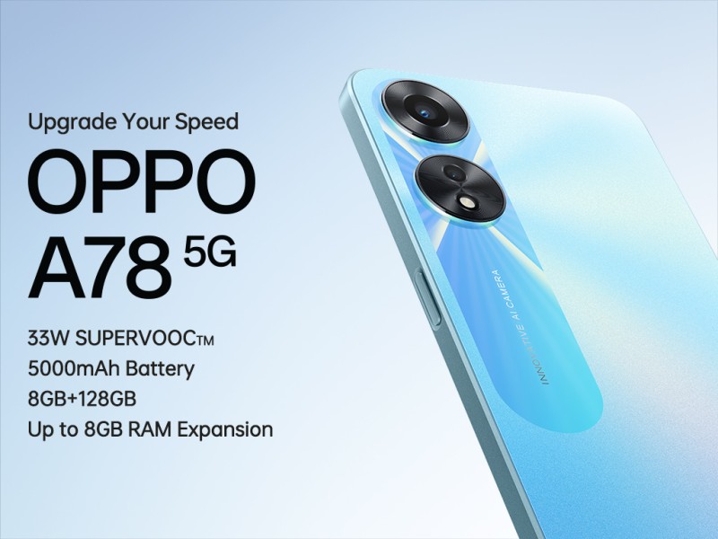 Oppo A78 5G (Glowing Blue, 8GB RAM, 128 Storage)