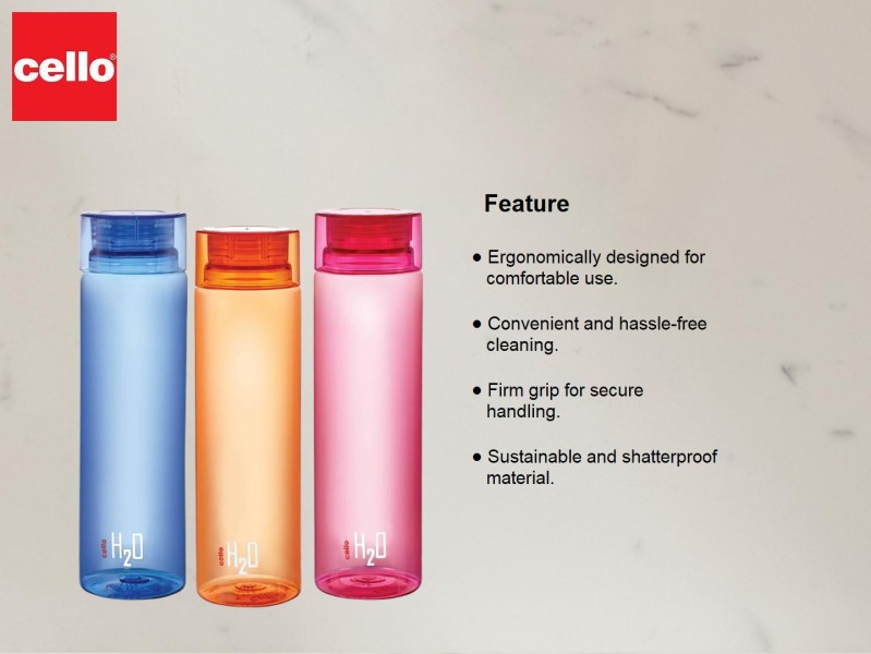 Cello H2O Unbreakable Bottle , 1 Litre, Set of 3, Assorted