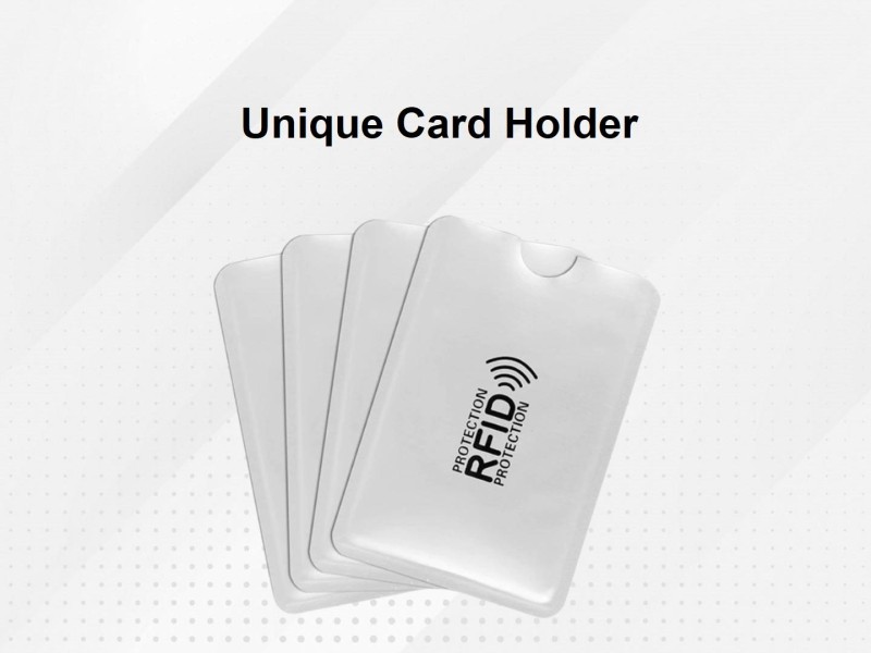 UNIQUE RFID Blocking Card Holder- 4 pcs. Card Protector  Sleeves Blocks Credit Cards, Blocking Sleeve, Blocking Pouch, RFID Credit/Debit  Card Sleeves,Anti Scan Aluminium Foil Credit Card Cover 4 Card Holder 