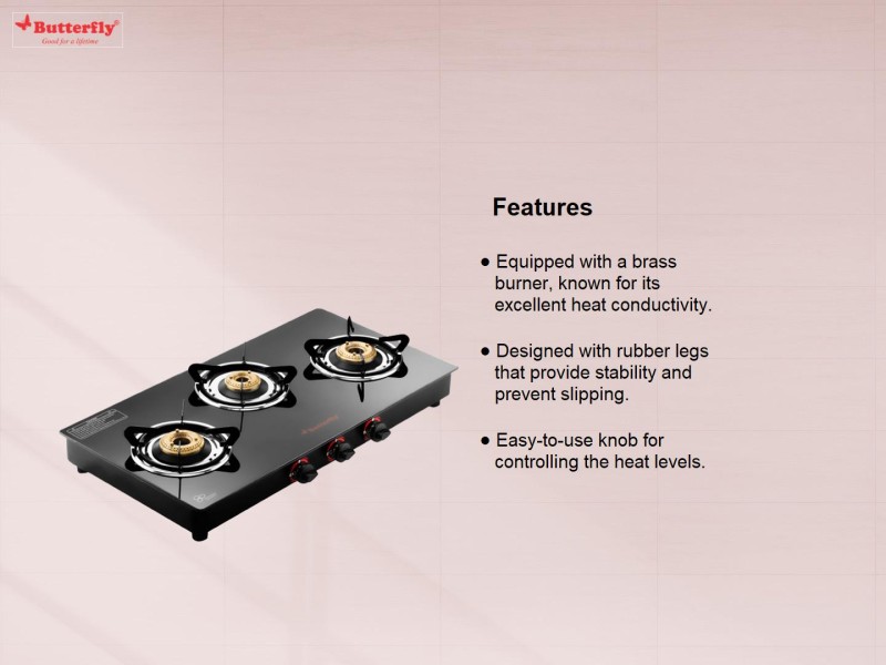 butterfly radiant gas stove 3 burner