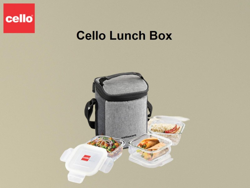 Delighta Borosilicate Glass Cello Lunch Box with Jacket, Set of 4