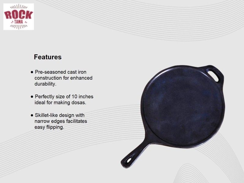 Lohā Cast Iron Pre-Seasoned Dosa Pan, 10 Inches