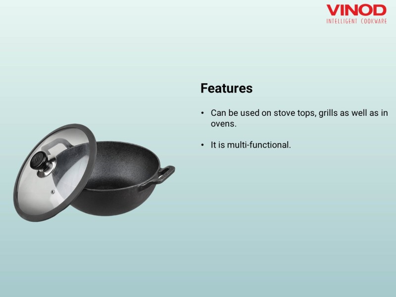 Vinod Seasoned Cast Iron Kadai - 22 cm - Vinod Cookware – Vinod