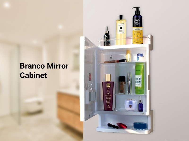 Branco, Mirror Cabinet, Storage, Bathroom Organizer