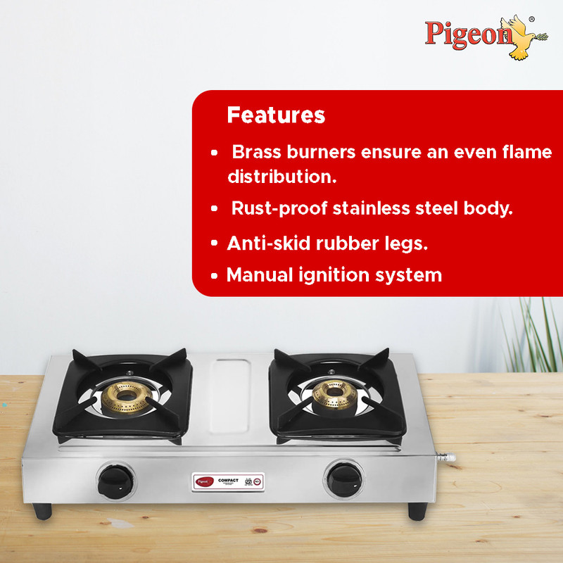 Pigeon Compact Stainless Steel Manual Gas Stove Price in India