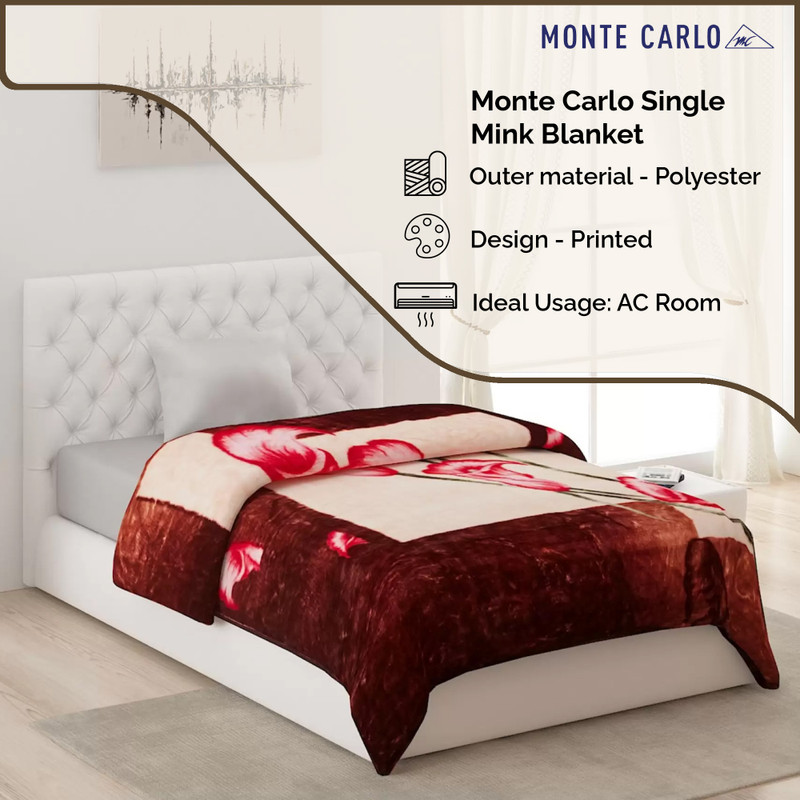 MONTE CARLO Printed Single Mink Blanket for AC Room Buy MONTE