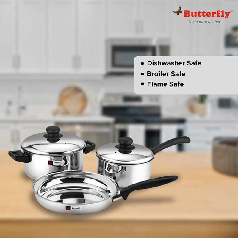 Butterfly stainless steel cookware combo pack new arrivals