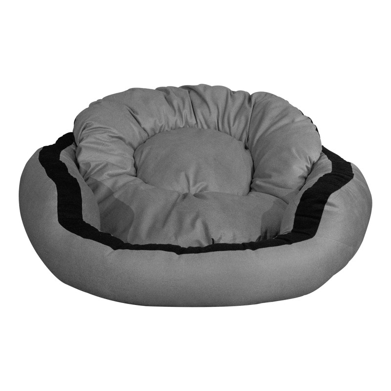 Hiputee Soft Velvet Reversible Round Grey Dog Cat Pet Bed Large L