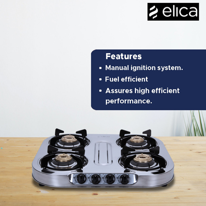 Elica gas stove 2 deals burner stainless steel