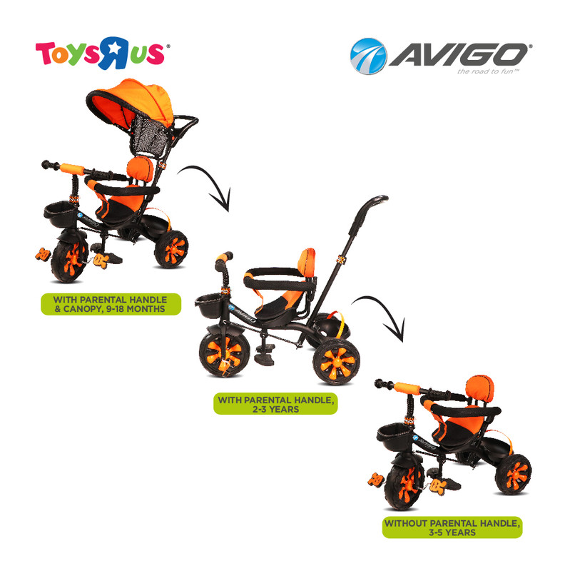 Toys R Us Avigo Tricycle With Canopy for kids Orange GT 1 with