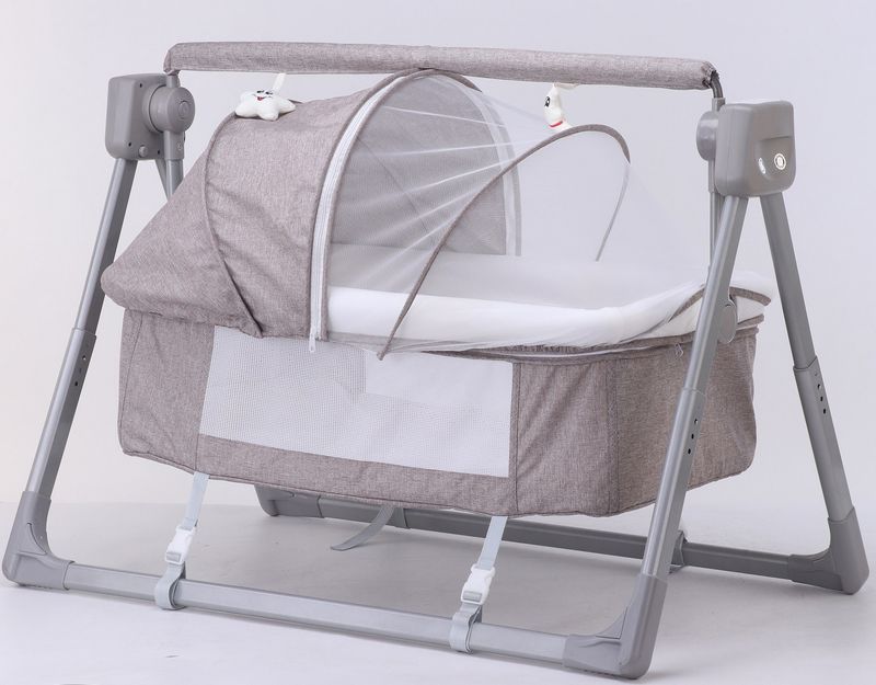 JUNIOR JOE Newborn Baby Electric Baby Swing Bed Cradle For Infants Baby Auto Swings Sleeper Bluetooth Music Mosquito Cot (Khakhi) - Image 5