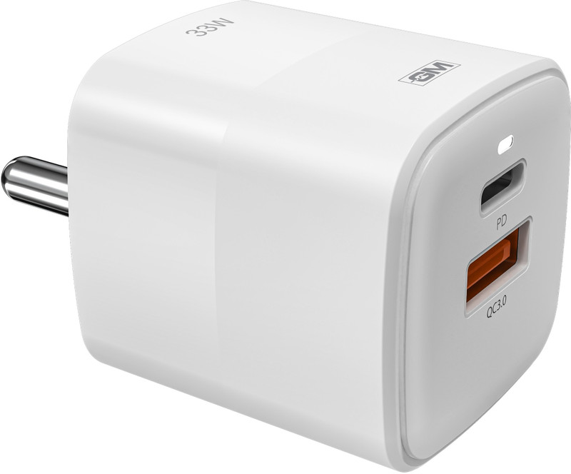 GM GM 33 W GaN 3 A Wall Charger for Mobile with Detachable Cable (White)
