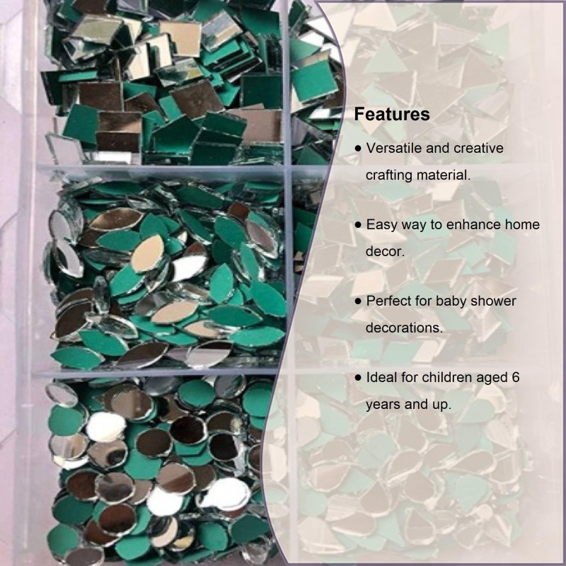 The Unique 6 Shape ( Small Size ) Mirror kit for Jewellery Making,Other  Craft Work (Total-600 Pieces, 100 Piece of Each Shape) Free Fabric Glue  Cone (Combo) - 6 Shape ( Small
