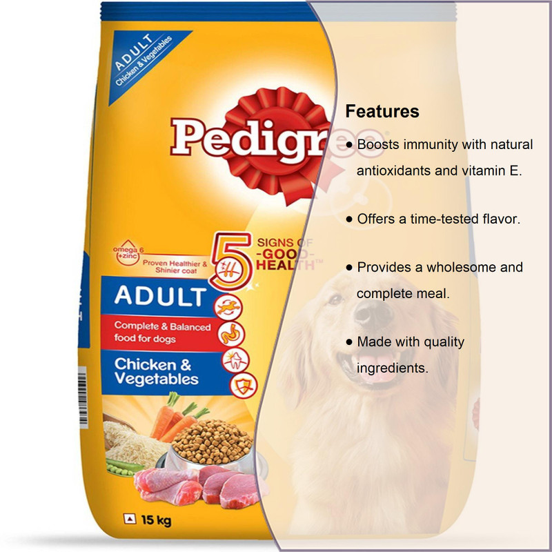 PEDIGREE Adult Chicken Vegetable 15 kg Dry Adult Dog Food Price