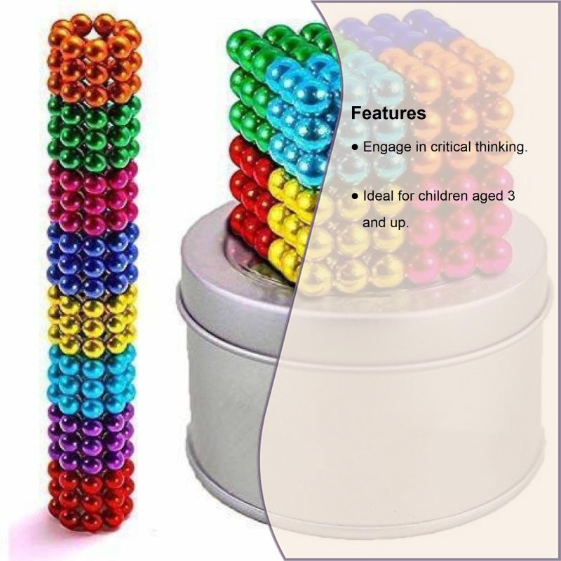 SARASI 5 mm Magnetic Balls Cube Fidget Gadget Toys Rare Earth Magnet Office  Desk Toy Games Magnet Toys Multicolor Beads Stress Relief Toys for Kids - 5  mm Magnetic Balls Cube Fidget