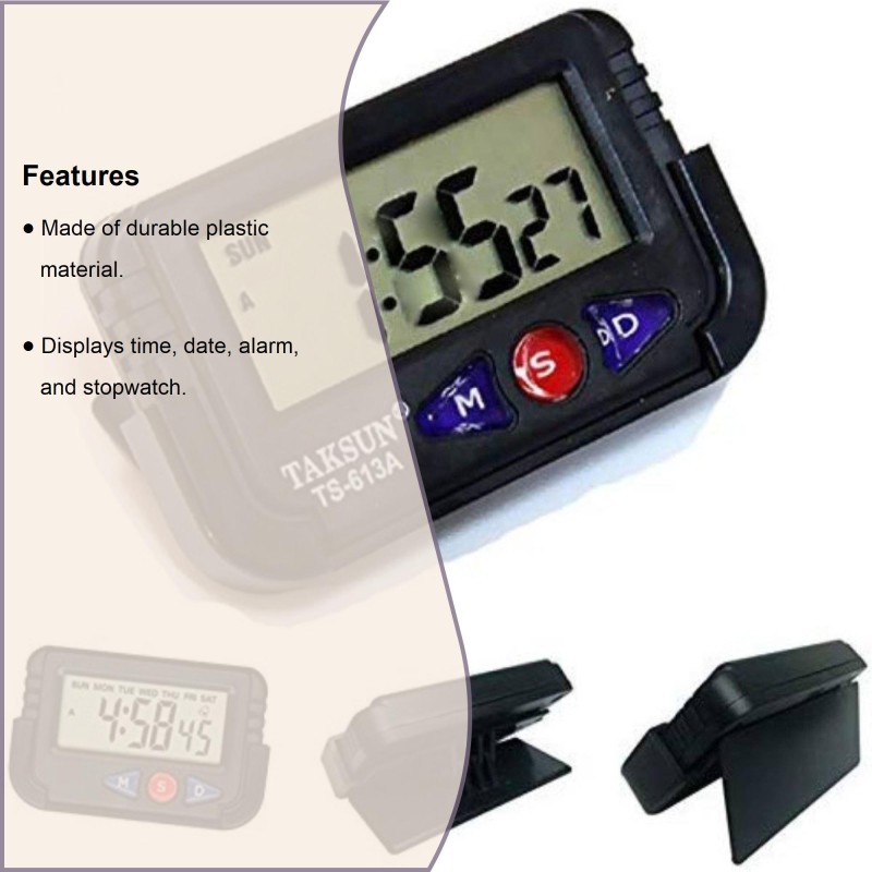 Car Dashboard Desk Alarm Clock and Digital Stopwatch with Flexible Stand UK
