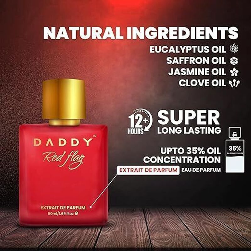 DADDY Red Flag Long Lasting Perfume for Men Extrait De Parfum - 50 ml (For Men) - Image 4