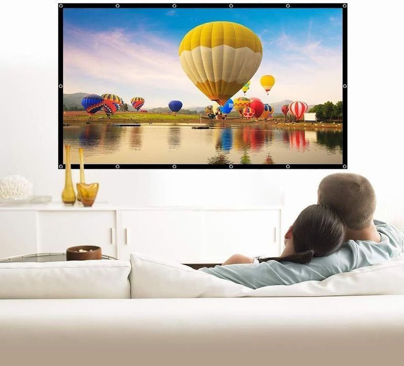 Home Projector Screen Creases Price History - Moiz 138 inch Projector Screen,4K 16:09 Portable Eyelet ...