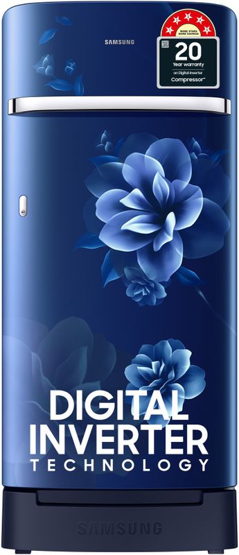 Samsung 189 L Direct Cool Single Door 5 Star Refrigerator with Base Drawer  with Digital Inverter (Cellia Blue, RR21C2H25CU/HL)
