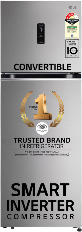 LG 343 L Frost Free Double Door 3 Star Convertible Refrigerator  (Shiny Steel, GL-T382TPZX)