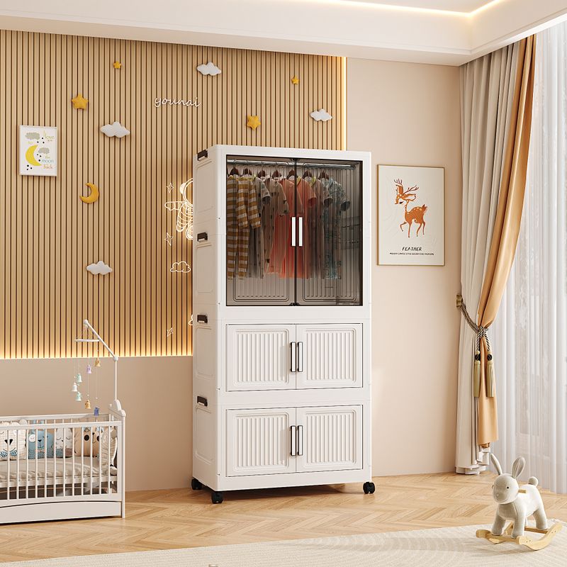 Etoly 1-Wardrobe 3-Door 3-Shelf Plastic Collapsible Cupboard PC Collapsible Wardrobe PC Collapsible Wardrobe (Finish Color - White-712, DIY(Do-It-Yourself))