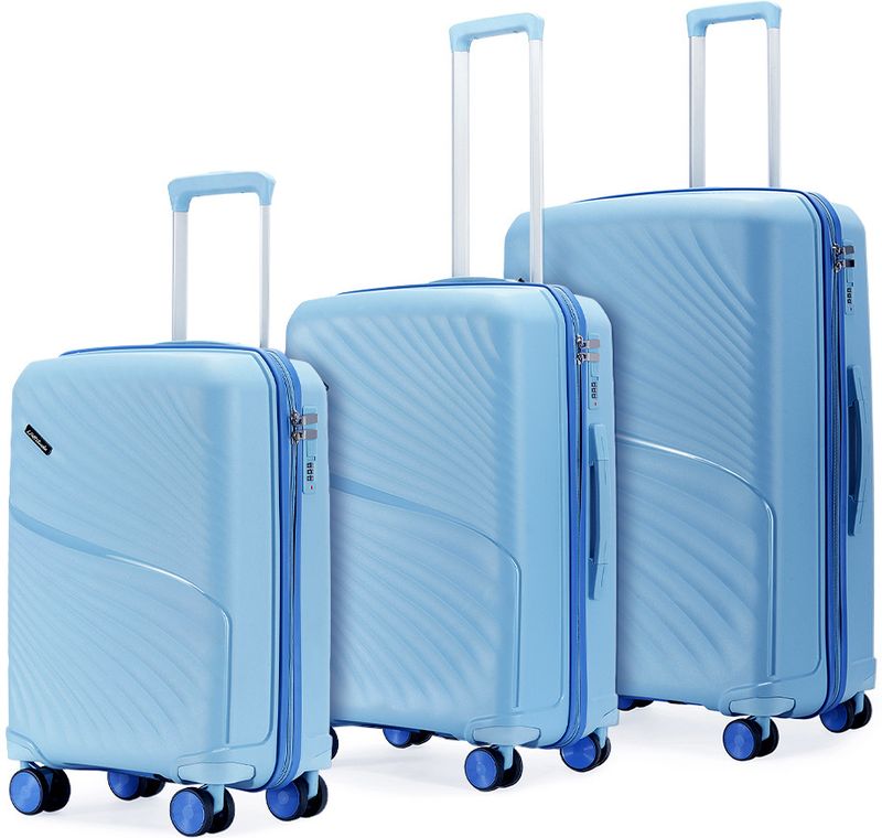 LATTITUDE by Provogue Hard Body Set of 3 Luggage 8 Wheels - MERIDIAN 55/65/75 8W TWILIGHT SEA BLUE / GALAXY BLUE - blue
