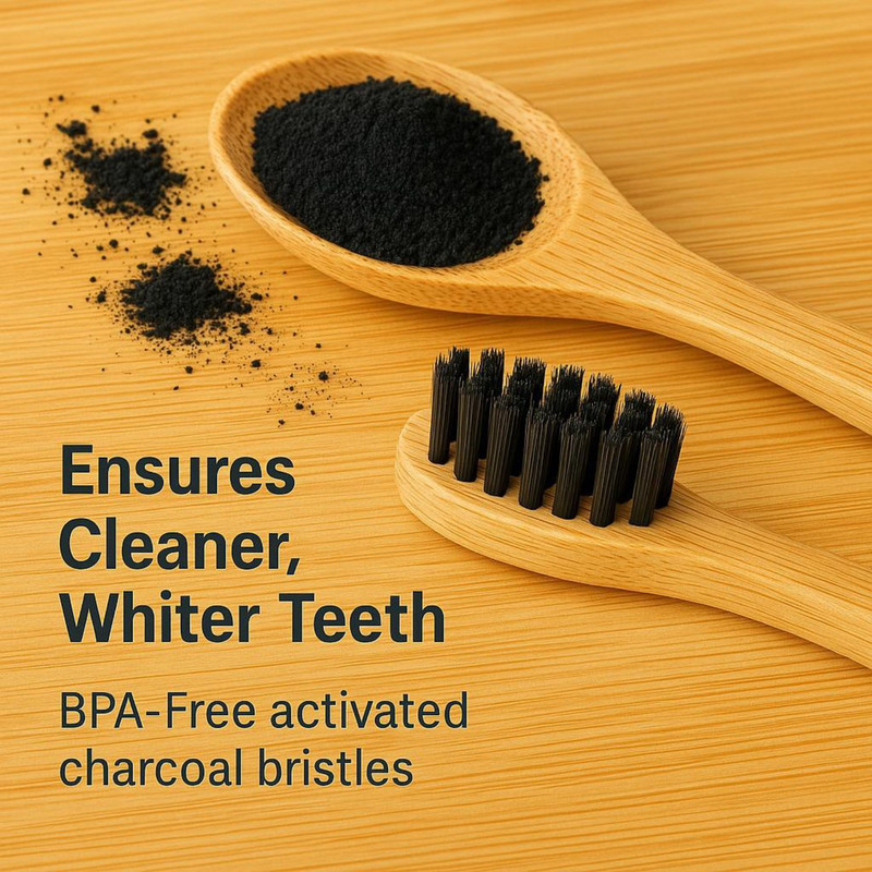 eyurva 6 Pcs. bamboo natural wooden eco-friendly toothbrush with ...more - Photo 2