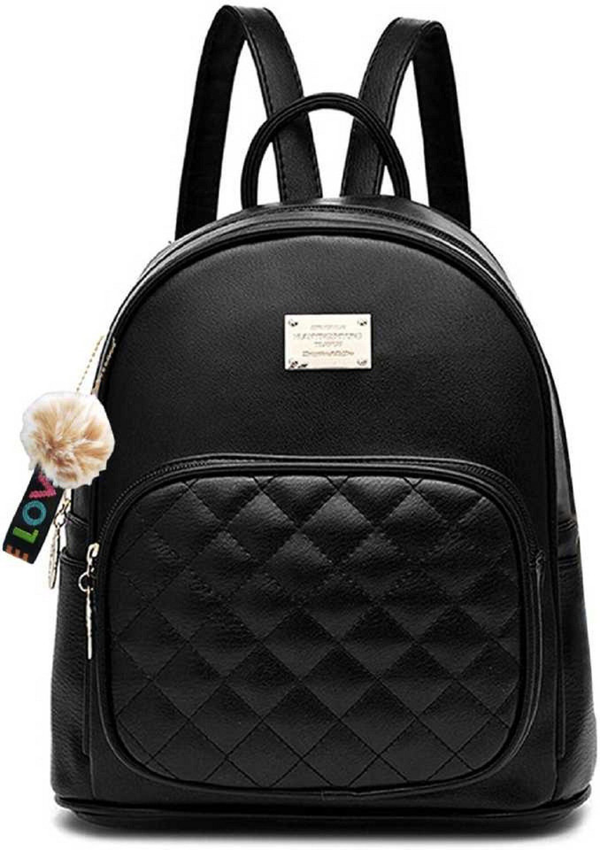black small leather backpack
