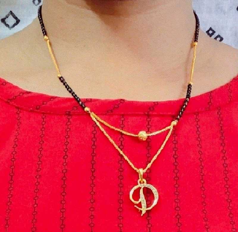 Jewel World D Letter Mangalsutra Alphabet Name Gold Plated New Collection Pendant Locket For Girls Women Gold Plated Alloy Latest Style Design New Model Alloy Mangalsutra Price In India Buy Jewel World D