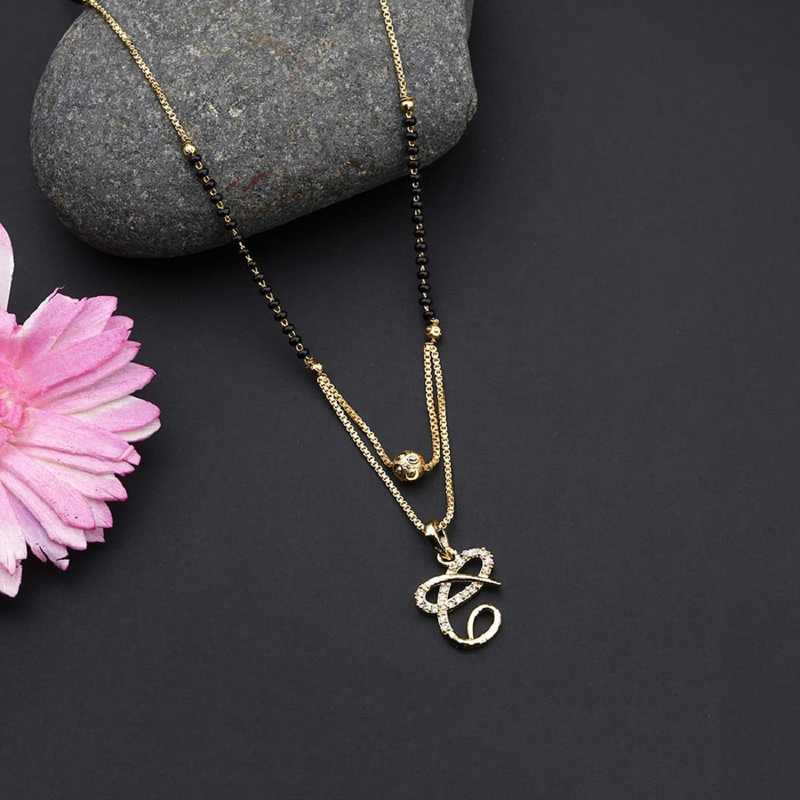 Bright Style C Letter Mangalsutra For Girls Women Gold Plated Alloy Design Alphabet Name Gold Plated Pendant Locket New Model 18 Inch Mangalsutras Alloy Mangalsutra Price In India Buy Bright Style C Letter