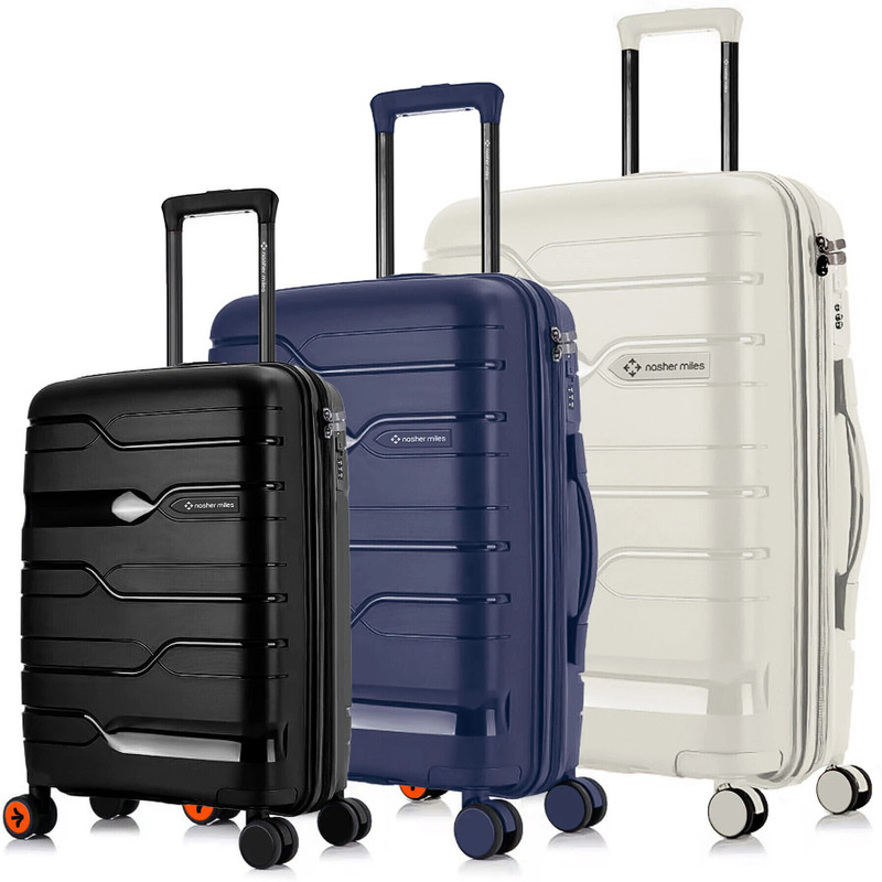 Nasher Miles NASHER MILES Hard Body Set of 3 Luggage 8 Wheels - Paris Hard-Side Polypropylene Multicolor Trolley Bag | Suitcase (55,65&75cm) - Black, Blue, White