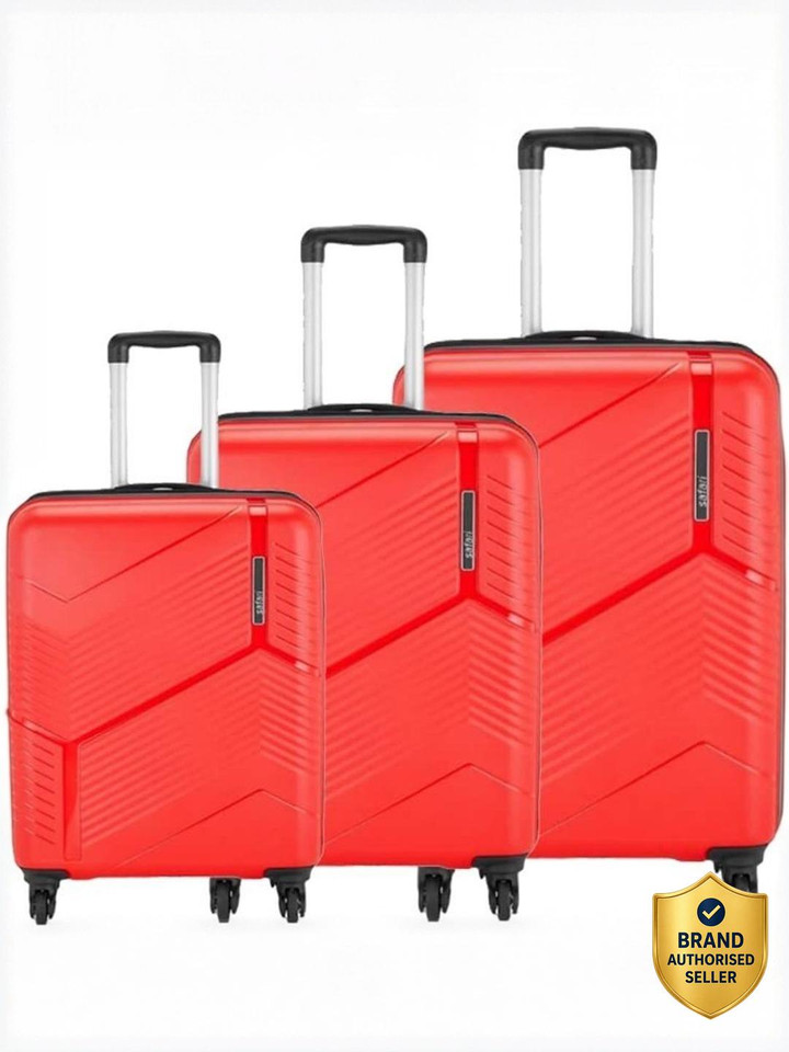 Safari SAFARI Polypropylene 5 Years Warranty Set of 3 Trolley Bags (55 & 67 & 76 cm) Cabin & Check-in Set 4 Wheels - 29 inch