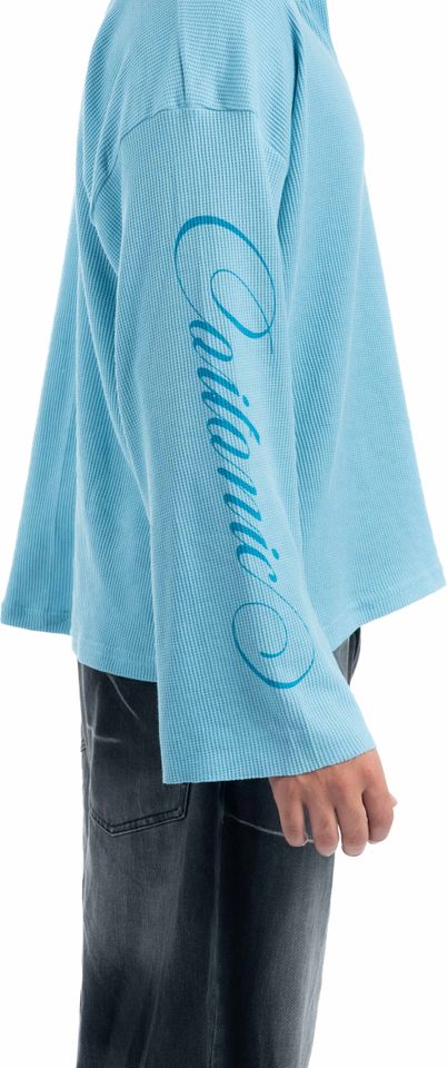 COITONIC Men Blue Mandarin Collar Cotton T-Shirt - Image 4