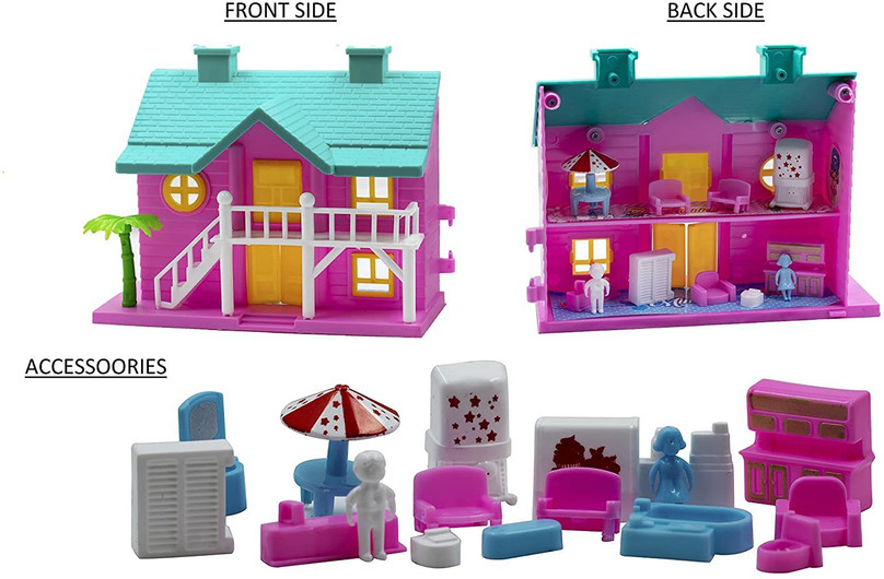 तुशीका WONDERFUL LOVELY LOVING FAMILY FUNNY HOUSE PLAY SET Doll House With  Openable Door And Furniture 100% NON TOXIC For Kids Boys and Girlsor And