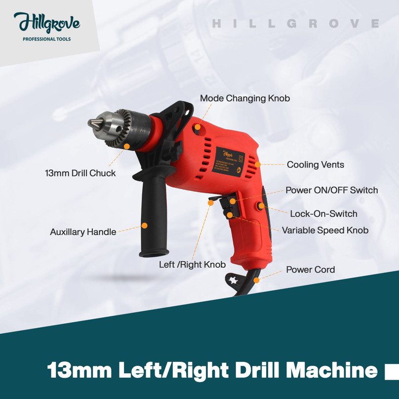 Hillgrove 100% Copper Winding HGPD1M3 All Purpose 700W Drill Machine with  Drill Bits for Making Holes in Metal/Wood/Concrete with Reverse Rotaion