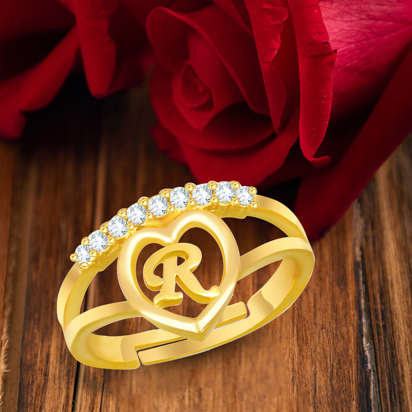 Signet Ring R Letter Gold Ring Designs Kanak Jewels Valentine Gift