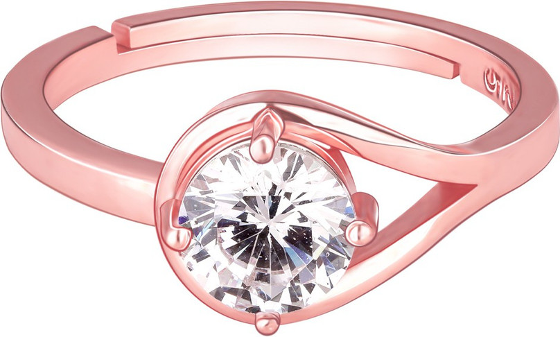 GIVA Sterling Silver Rose Gold Classic Zircon Ring for Women and Girls  स्टर्लिंग सिल्वर ज़िरकॉन रोडियम प्लेटेड रिंग