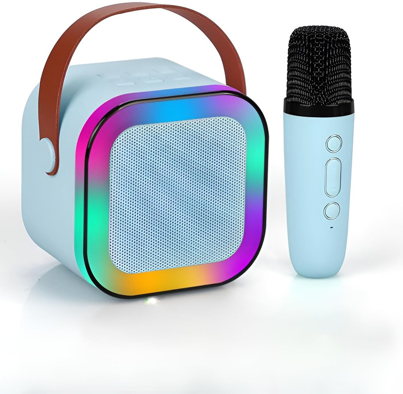 VRJTEC Speaker Mahine Bluetooth-Compatible Wireless Mic Speaker with RGB  W Bluetooth Speaker