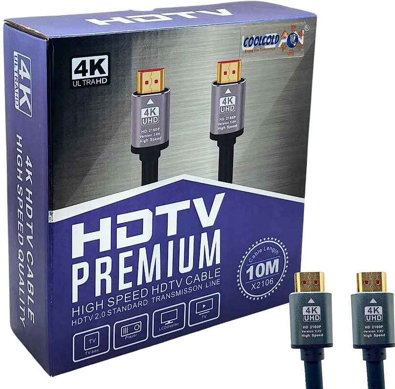 coolcold TV-out Cable HDTV Premium 4kx2K UHD HDMI Cable 10M, High-Speed  HDTV Cord Certified 18Gbps