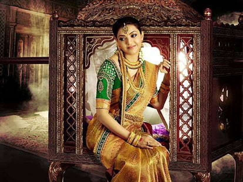 Kajal Agarwal Silk Saree women s brown and green sari dress Wallpaper Poster Price in India Buy Kajal Agarwal Silk Saree women s brown and green sari dress Wallpaper Poster online at Shopsy.in