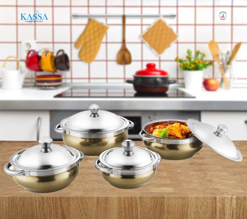Stainless Steel Induction Bottom Kitchen Serving Bowl Handi Set 4 Pieces Induction Bottom Cookware Set Price in India Buy Stainless Steel Induction Bottom Kitchen Serving Bowl Handi Set 4 Pieces Induc...