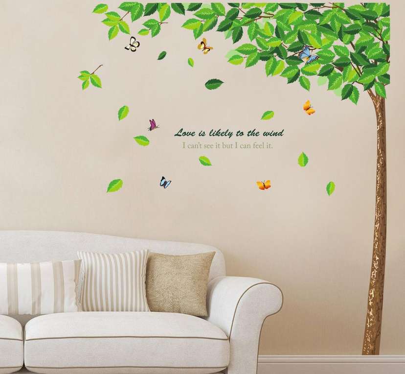 seadecor 100 cm Tree Wall Sticker Green Leaves and Tree Self