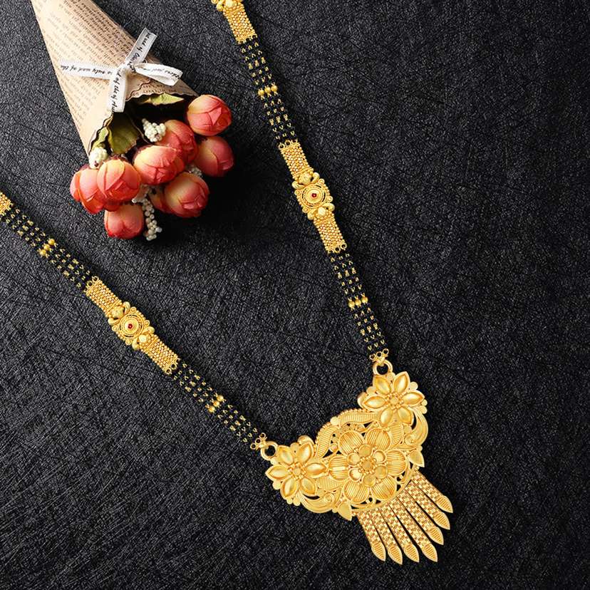Long Black Beads One Gram Gold Mangalsutra For Women Alloy