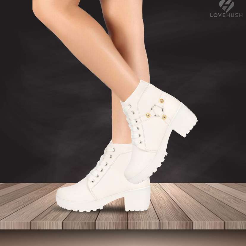 White shop female boots