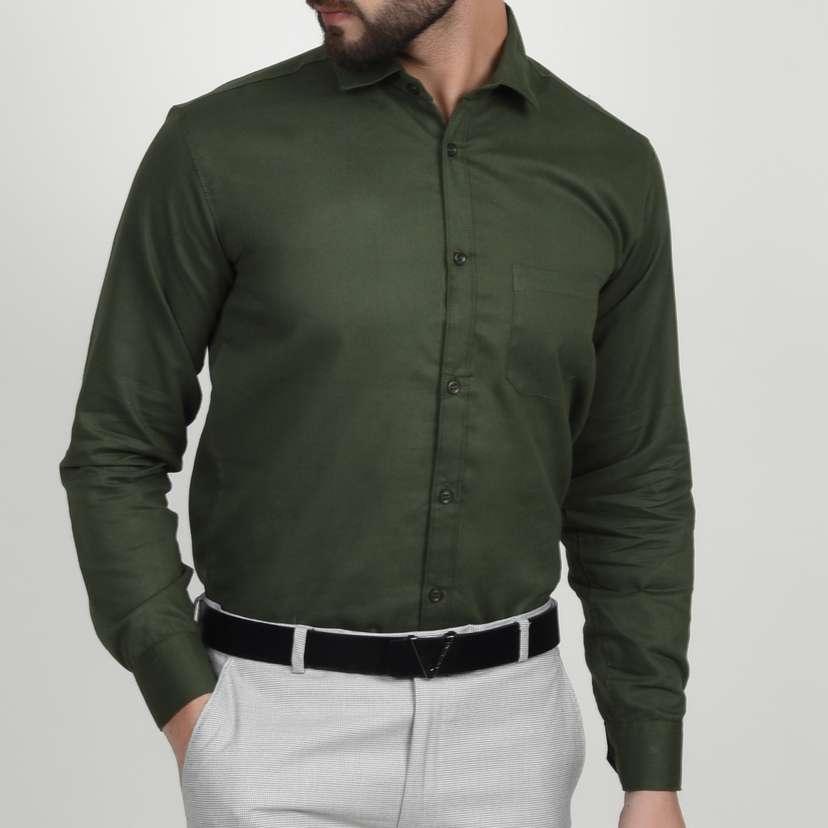 Maha arjun men solid formal green shirt hot sale