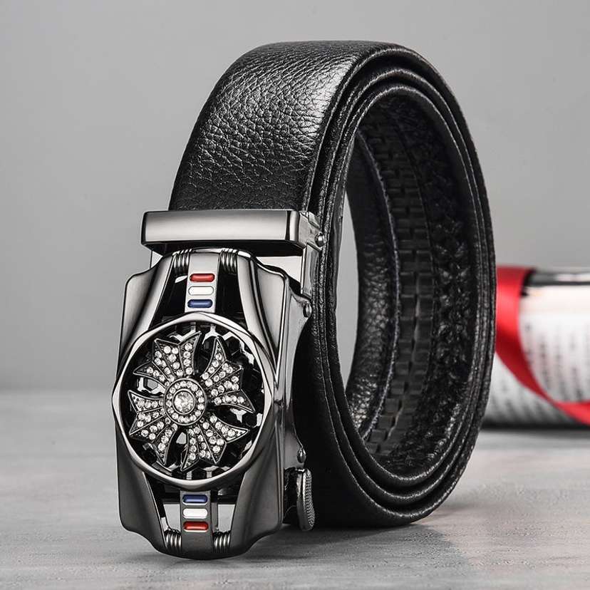 Men Black Artificial Leather Belt