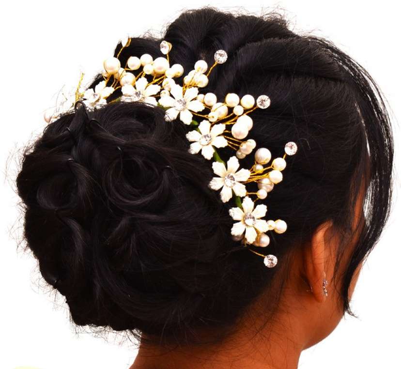 Fashion Jewellery Floral Stone Hair Chain Clip with Pins for Women and Girls Hair Clip