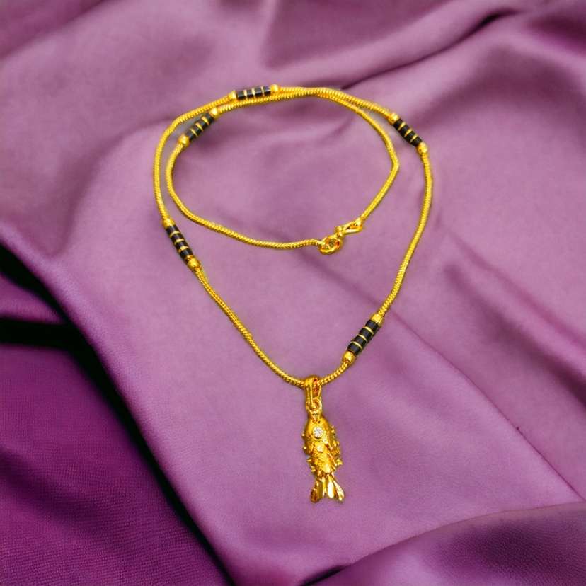 Latest Double Side Fish Dollar Chain Short Chain for Women Girls 18 Inch Gold plated Plated Copper Chain Price in India Buy Latest Double Side Fish Dollar Chain Short Chain for Women