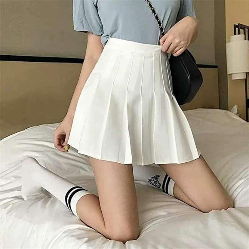 White pleated skirt online sale